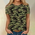 thumbnail image 2 of IYYVV Womens Tees Short Sleeve Workout Tops For Women Casual Loose Scoop Neck Summer Shirts Camo Tunic Tops Loose Fit Dressy Spring Clothes Teen Girls Dark Green XL, 2 of 5
