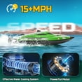 thumbnail image 6 of JoyStone Remote Control Boat with LED Lights, 25+ mph, 12 inch High-Speed RC Racing Boats for Pool & Lakes, Pool Toys for Kids & Adults, Green, 6 of 9