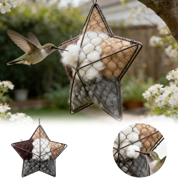 Natural Decorative Versatile Handmade Fiber Bird Heart Refillable Shape Includes Two Nesting Material Packs For Outdoor Garden Summer Fowl Animal Lovers
