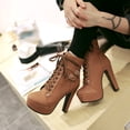 thumbnail image 1 of Zapatos de mujer Cálidos con cordones Tacón súper alto Tacón grueso Punta redonda Hebilla de cinturón Botas de tubo medio Wmkox8yii hfjk1070, 1 of 7
