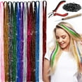 thumbnail image 6 of Herbiar Hair Tinsel Kit 12 Colors 47inch 2400 Strands Silver Extensions Women Girls Heat Resistant, 6 of 9