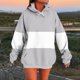 thumbnail image 1 of Ailaofu Women's Long sleeves Color Block Hoodie Tops Cute Casual Drawstring Loose Lightweight Pullover, 1 of 5