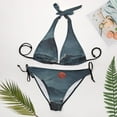 thumbnail image 4 of Waves Horror Mountain Original Design Sexy Bikini Chic Swimsuit Summer Vacation Honeymoon Triangle Bathing Suit Tie String Thong, 4 of 5
