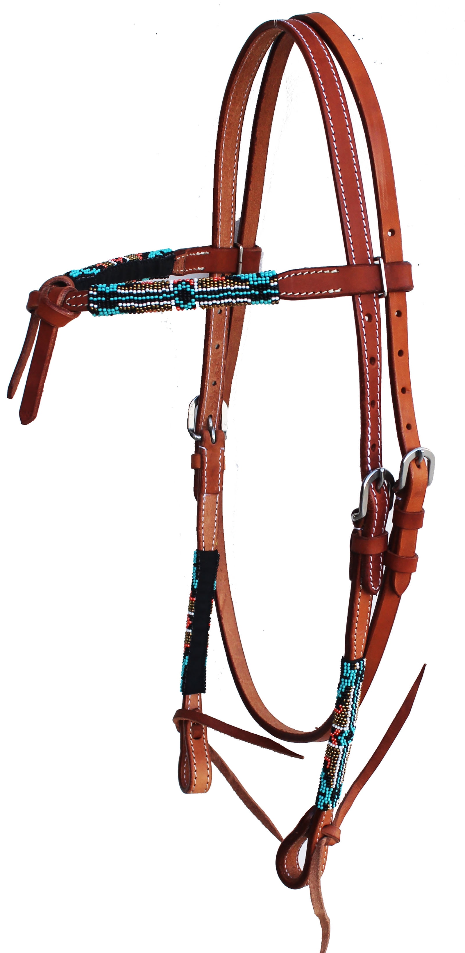 Horse Show Bridle Western Leather Knotted Beaded Headstall 79116HB