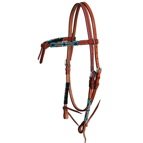 Horse Show Bridle Western Leather Knotted Beaded Headstall 79116HB