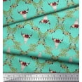 thumbnail image 3 of Soimoi Green Moss Georgette Fabric Floral & Cow Skull Head Damask Print Sewing Fabric Yard 42 Inch Wide, 3 of 4
