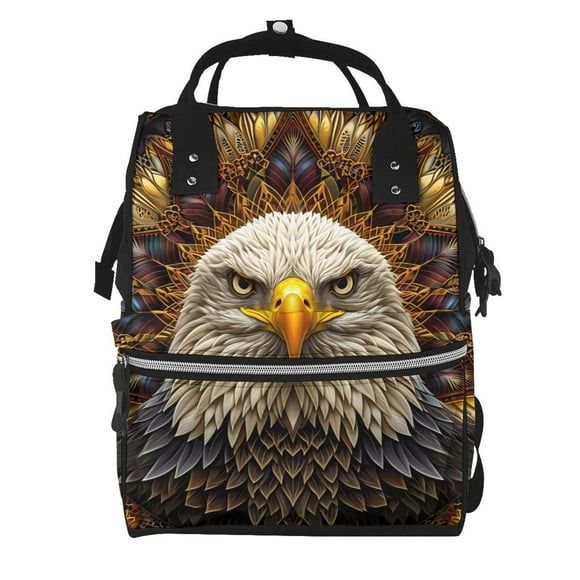 Disketp Vintage Pattern Bald Eagle Mochila de Pañales de Gran Capacidad con Múltiples Bolsillos, Mochila de Viaje Multifuncional para Bebé, Unisex, Moderna y Resistente