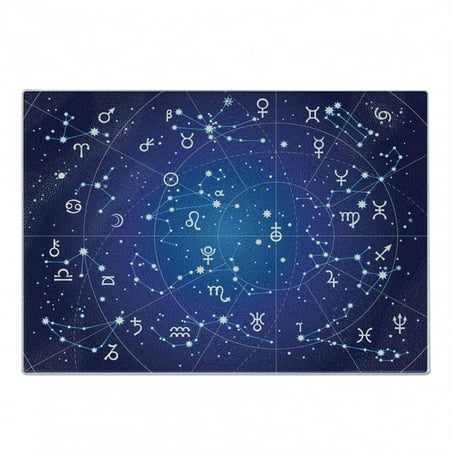 

Astrology Cutting Board Constellation of Zodiac and Planets Original Coordinates of Celestial Body Pattern Decorative Tempered Glass Cutting and Serving Board Small Size Dark Blue by Ambesonne