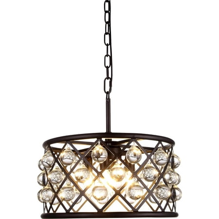 - Pendant MADISON 4-Light Mocha Brown Clear Crystal Polished Nickel Glass EL-3453