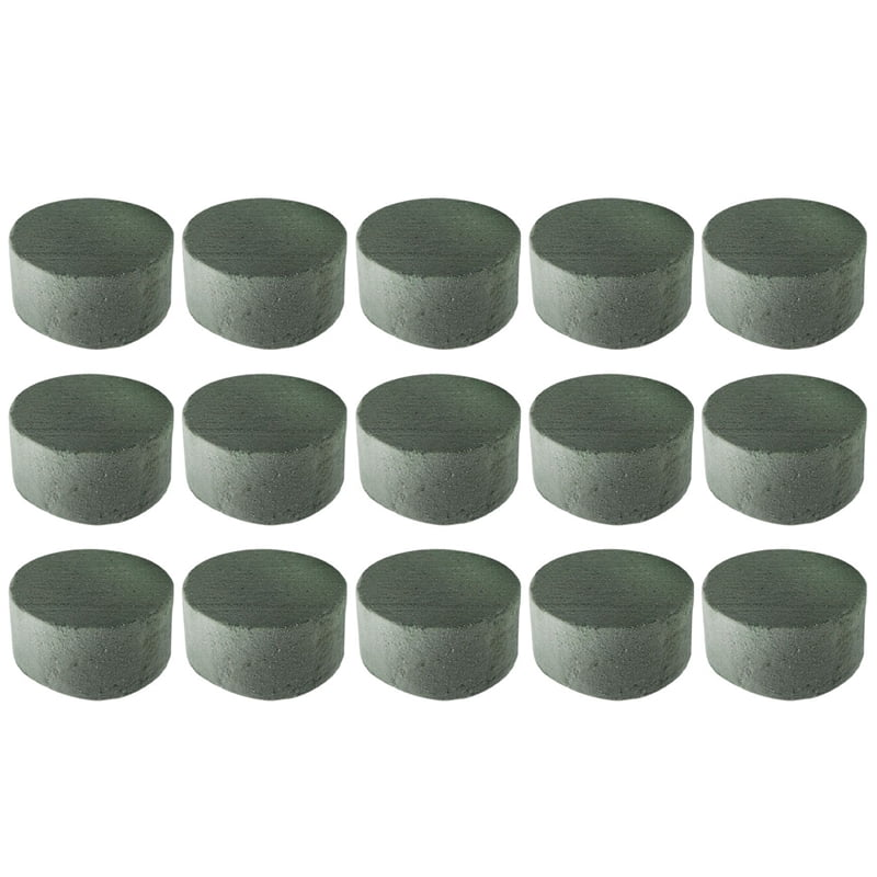 Bulayut Floral Foam, 15 PCS Round Dry Floral Foam Blocks, Green