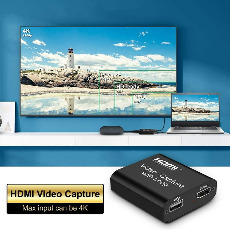 4K USB2.0 HDMI Video Capture Card 1080P Game Record Live Streaming with  Loop Out, 1 - Kroger