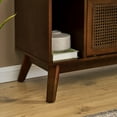 thumbnail image 5 of Noble House 67.9" Mid-Century Modern Rattan TV Stand, Media Console with Sliding Doors & Solid Wood Feet, Walnut, 5 of 8