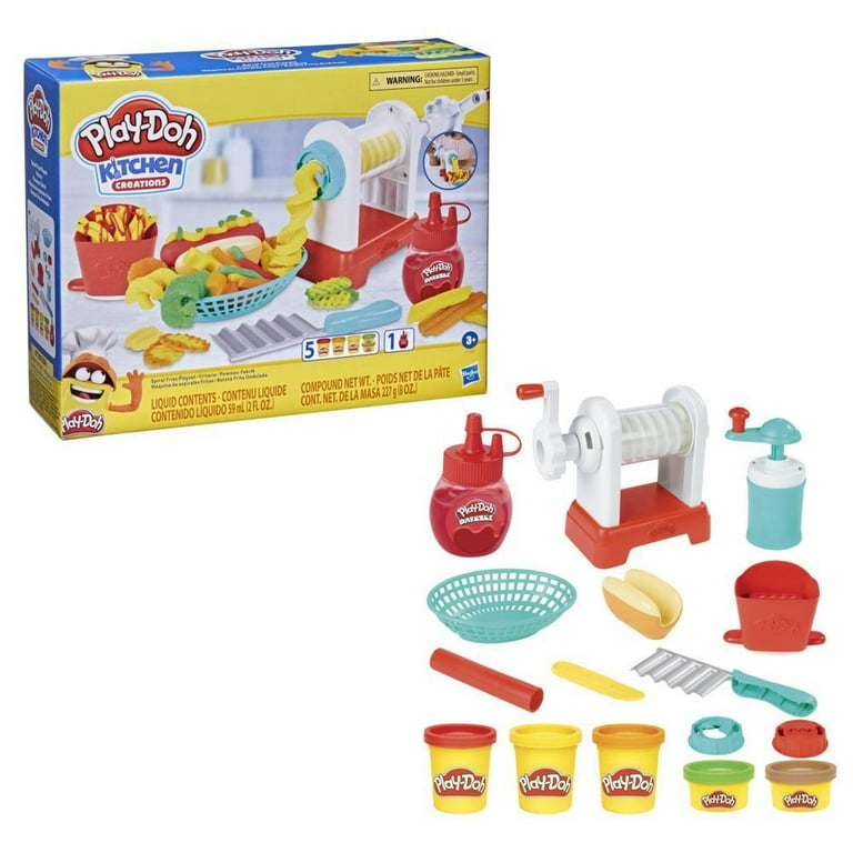 Play-Doh Kitchen creations Spiral Fries Playset for Kids 3 Years and Up  with Toy French Fry Maker, Drizzle, and 5 Modeling compo
