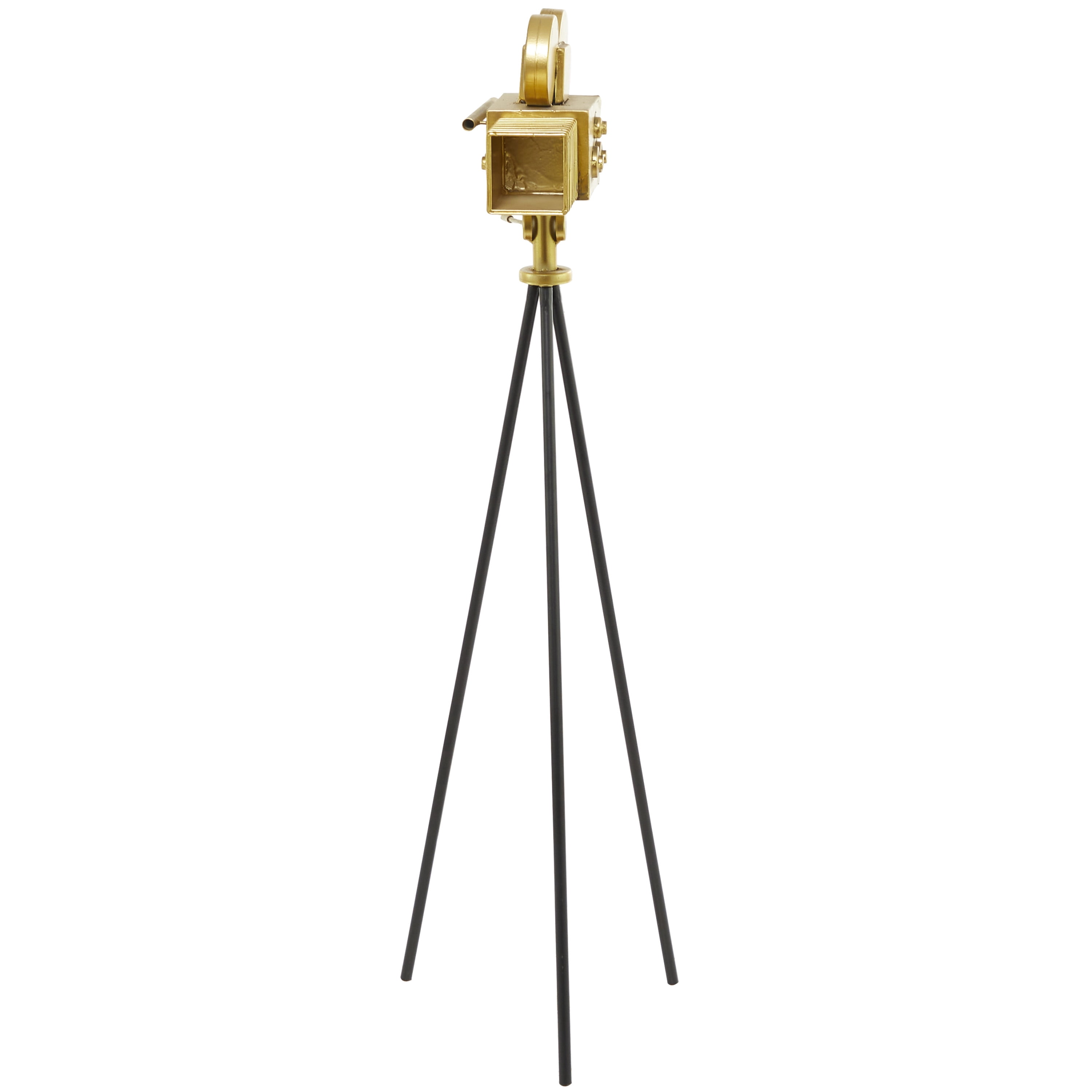 12" x 43" Gold Metal Camera Film Sculpture with Tripod Stand, by DecMode