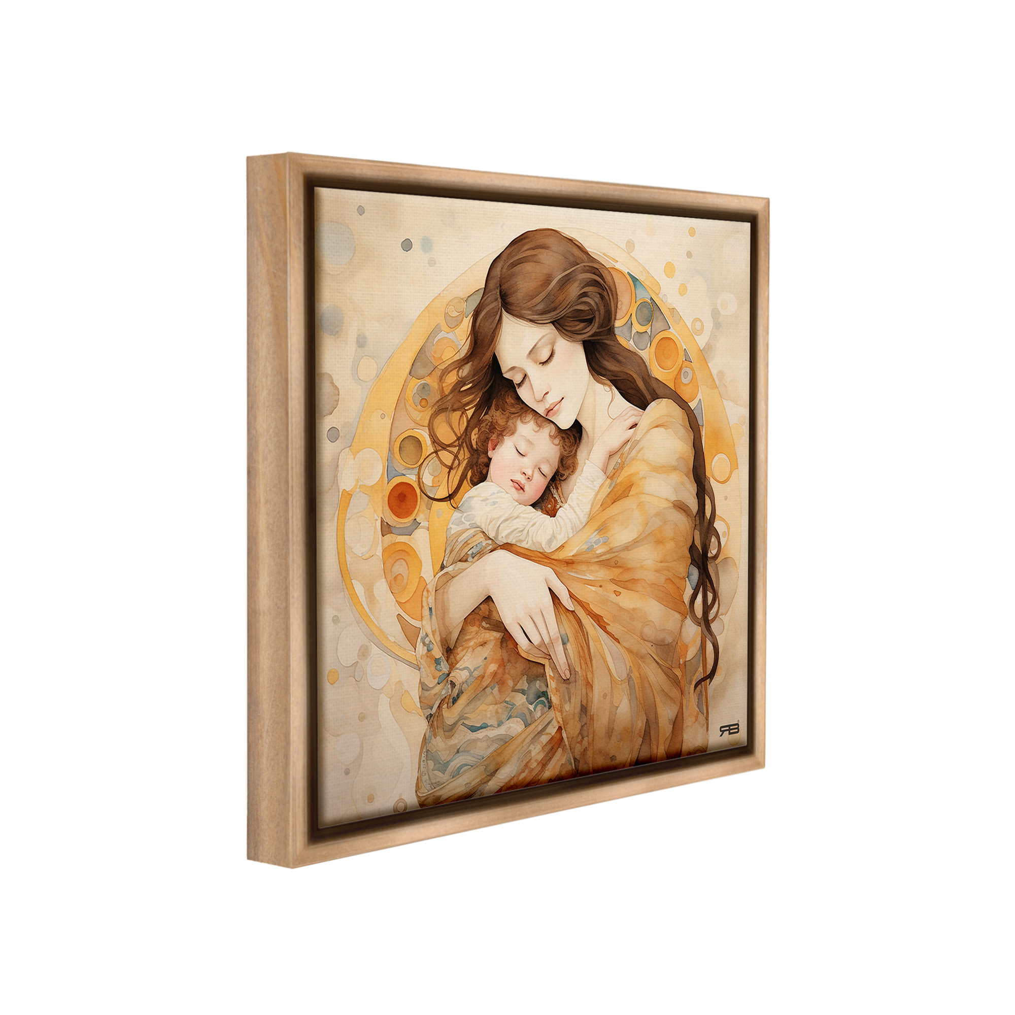 Stupell Industries Traditional Mother & Child Abstract Painting Brown Floater Framed Canvas Art Print Wall Art, 18 x 18