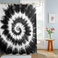 thumbnail image 4 of Shower Curtains for Bathroom, Black Gray Ombre Waterproof Fabric Shower Curtain, Retro Abstract Tie-dye Tribal Boho Decorative Bathroom Curtain for Bathtub, 66"x72", No Hooks Included, 4 of 9