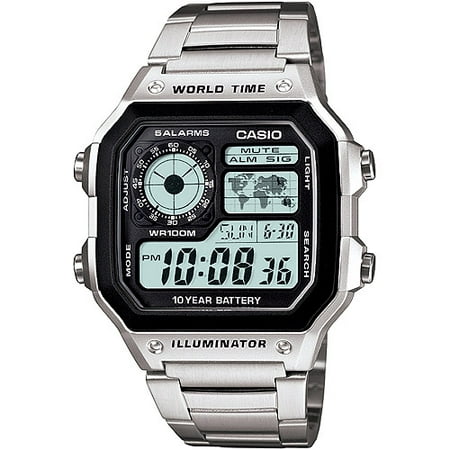 Men's World Time Watch, Stainless-Steel Bracelet