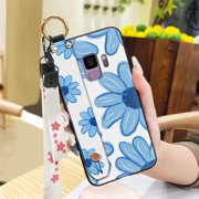 LYM-Phone Case For Samsung Galaxy S9/SM-G9600, Wrist Strap Oil Painting Fashion Design Silicone Shockproof Durable Soft case protective Waterproof Phone Holder Kickstand Wristband flower