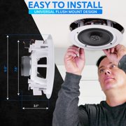 6.5-in In-Wall / In-Ceiling Speakers, 2-Way Flush Mount Home Speaker Pair, 200 Watt