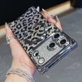 thumbnail image 2 of Case for iPhone 17 Pro Max, Compatible with MagSafe Gradient Glitter Bling Leopard Design Plating Camera Lens Protection Clear Soft Shockproof Anti-Scratch Cover for Women Girls, Silver, 2 of 11