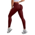 thumbnail image 3 of TGPMGRZ Scrunch Workout Leggings for Women High Waisted Lifting V Back Waist Seamless Gym Yoga Leggings Red Size L, 3 of 7