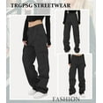 thumbnail image 4 of TRGPSG Cargo Pants for Women Y2K Casual Pants Parachute Pants Relaxed Fit Streetwear with Multiple Pockets(No Belts) Black,Size 12, 4 of 7