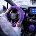 thumbnail image 6 of 2 Pcs Plush Steering Wheel Cover Set with Gear Shift Cover, 15 Inch Universal Soft Faux Fur Fluffy Auto Interior Accessories, Warm Winter Car Decor, 6 of 12