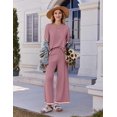 thumbnail image 7 of EKOUAER Lounge Set for Women Travel Outfits 2 Piece Sets Short Sleeve Sweater Top Wide Leg Long Pants Loungewear, 7 of 7