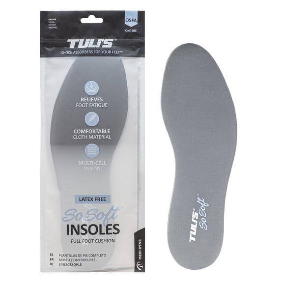 Tuli's So Soft Insoles, Gel Cushion Inserts with Shock Absorption for Foot Pain, 1 Pair, One Size Fits All