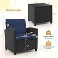 thumbnail image 3 of Costway 3 PCS Patio Furniture Set with Tempered Glass Coffee Table Washable Cushions Navy, 3 of 10