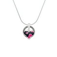 thumbnail image 2 of Delight Jewelry Silvertone Hot Pink Large Cheetah Print Heart Miracles Ring Charm Necklace, 18", 2 of 4