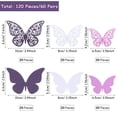 thumbnail image 2 of Adhesivos decorativos de pared Outus 120 capas 3D con forma de mariposa, color morado, 2 of 7