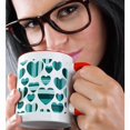 thumbnail image 2 of 3drose, Turquoise and White Large and Small Striped Hearts, 11oz Two-tone Red Mug, 2 of 6