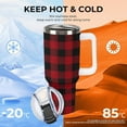 thumbnail image 2 of Stainless Steel Tumbler 40oz, Red Black Plaid Buffalo Leakproof Tumblers Insulated Water Bottle with Straw And Lid, Car Coffee Cups Travel Mug Universal Fits for Water, Iced Tea Or Coffee, 2 of 7