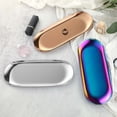 thumbnail image 6 of 1 Pcs Multicolor Trinket Tray Oval Stainless Steel Small Serving Trays Towel Storage Dish Plate Tea Fruit Trays Jewelry Plate Decorative Storage Tray (Multicolor 1pcs,9.06"x3.74"), 6 of 6