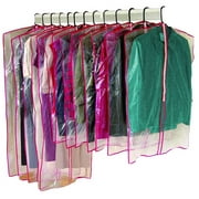 13 Piece Garment Bags for Closet Storage - Clear Vinyl and Poly Plastic material designed for convenient storage