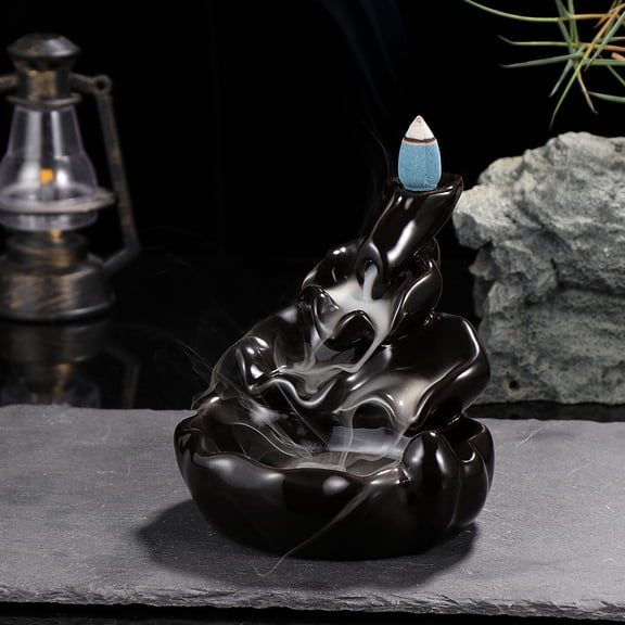 WHAMVOX Backflow Incense Burner Ceramic Incense Burner Incense Holder Black