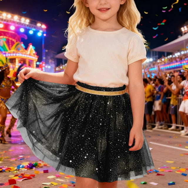 HUITKMM Tutu pour Filles Tout-Petits Jupe Tutu à Paillettes Étoile pour Carnaval Fête Performance Danse Récital Ballet Fée Jeu 3-4 Ans