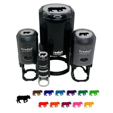 Tiger Walking Solid Self-Inking Rubber Stamp Ink Stamper - Black Ink - Mini 1/2 Inch