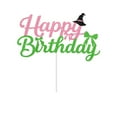 thumbnail image 3 of 1 Pack Happy Birthday Cake Topper Pink Bownot Glitter Black Witch Hat Cake Pick for Halloween Witch Wizard Theme Happy Birthday Party Cake Decorations Supplies, 3 of 4
