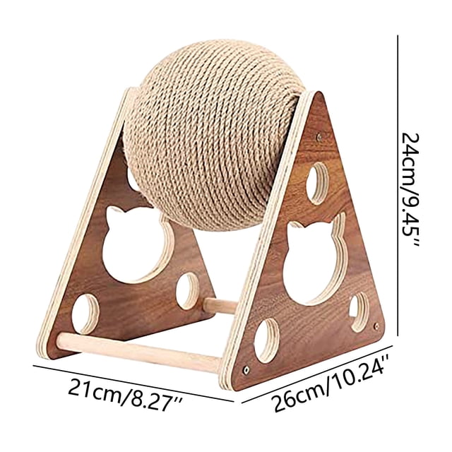 LSLJS Scratching Toy Natural Sisal Scratching Ball Scratching Ball Solid Wood Interactive Pet Toy, Pet Supplies