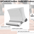 thumbnail image 5 of QATAINLAV 5 Pairs for Mens Quarter Socks Casual Breathable Ankle Short Socks Cushion Running Work Breathable Workout Socks Gray, 5 of 5