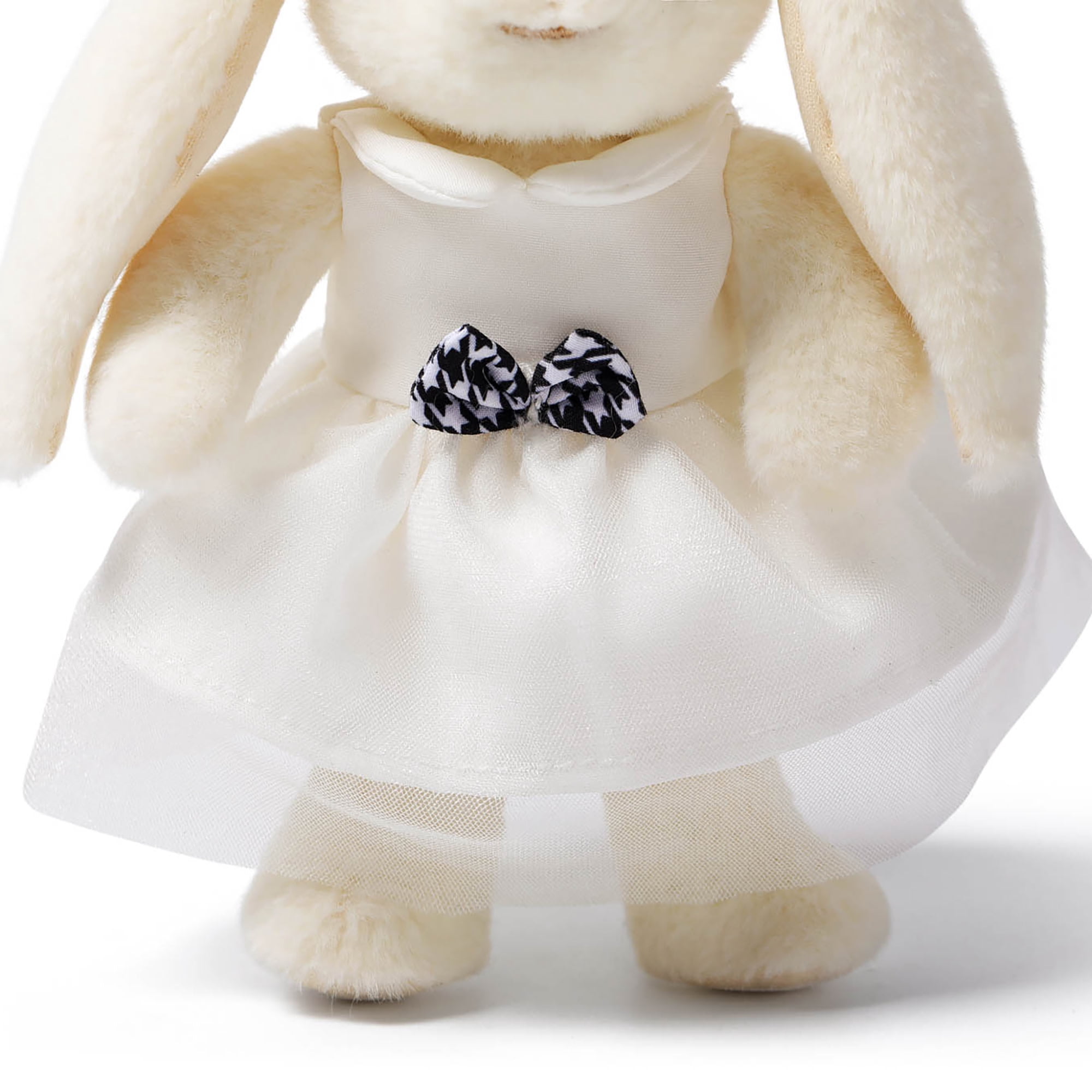 McHugs: Plush Bag Charm - White Dress Smiling Leveret - Bunny Stuffed Animal Clip Keychain, Backpack Ornament, Travel Accessory Companion, Kids 3+