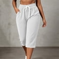 thumbnail image 2 of LIaqionyy Capri Pants for Women Corduroy High Waisted Wide Leg Cropped Pant Casual Loose Trouser with Pockets, 2 of 8