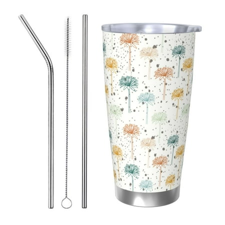 

Junzan Dandelion for 20oz Stainless Steel Insulated Car Cup with Spillproof Lid - Insulated Coffee Mug Thermal Cup-Straw Three-piece Set