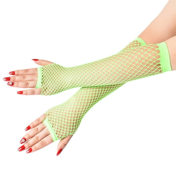 Qarigey 1 par de guantes de red de malla para mujer, mitones sin dedos para fiesta, manga Type3 NO3