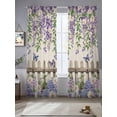thumbnail image 2 of Spring Purple Flowers Sheer Curtains 84 Inch Length 2 Panels Set Window Treatments, Farmhouse Leaves Fences Burlap Rod Pocket Semi Curtains for Living Room/Bedroom/Kitchen Décor, 104"W x 84"L, 2 of 7