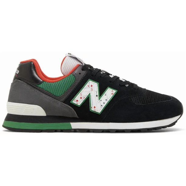 Size 7 - New Balance 574 Playing Card - Black Varsity Green