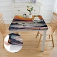 thumbnail image 2 of Acheng Birds Sunset Water Square Tablecloth Waterproof Resistant Fabric 100% Polyester Fiber 52*52, 2 of 8