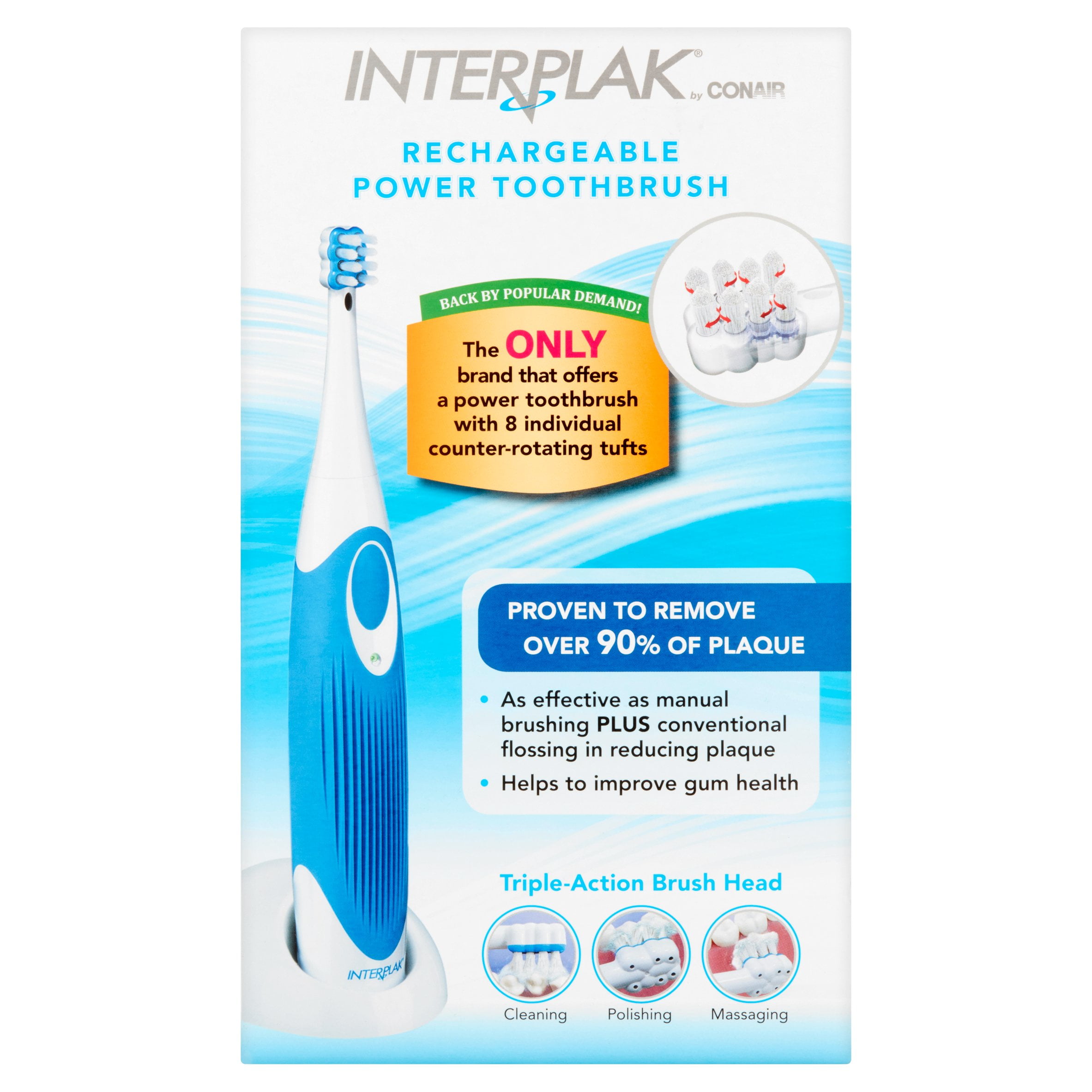 conair interplak rechargeable power toothbrush